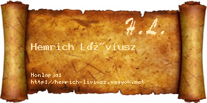 Hemrich Líviusz névjegykártya